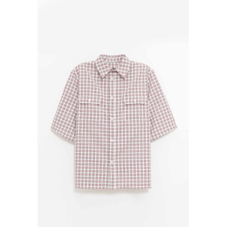 WILLY CHAVARRIA RED WHITE PICNIC PLAID SS CORCORAN SHIRT